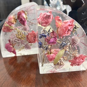 Beautiful Floral Resin Bookends set of 2