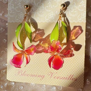 Iris Flower Earrings, Iris Resin Earrings, Floral Resin Earrings